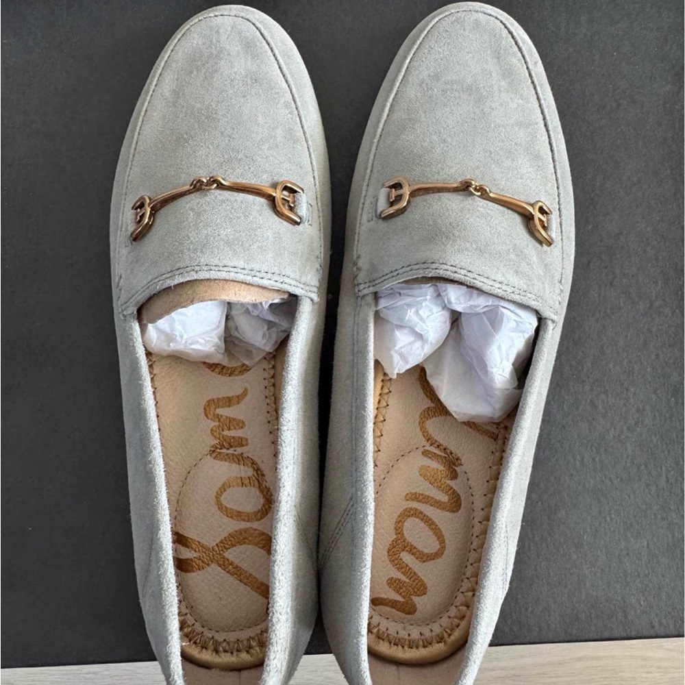 Sam Edelman Light Gray Suede Lorraine Loafers